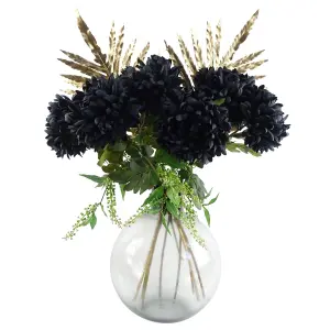 Pack of 6 x 75cm Extra Large Reflex Chrysanthemum - Black