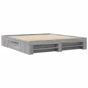 Berkfield Bed Frame without Mattress Grey Sonoma 180x200 cm Super King Engineered Wood