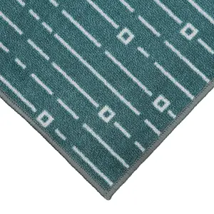 JVL Savio Machine Washable Door Mat, 40 x 60 cm, Teal