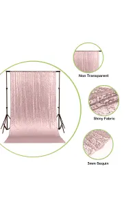 Neel Blue Shiny Fabric Sequin Backdrop Glitter Curtain, Rose Gold - 4ft x 9ft