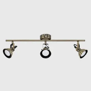 ValueLights Brunel Gold Ceiling Bar Spotlight and GU10 Spotlight LED 5W Cool White 6500K Bulbs