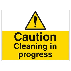 Caution Cleaning In Progress Sign - Adhesive Vinyl - 400x300mm (x3)