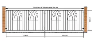 ABBI Metal Scroll Driveway Gate 3264mm GAP x 812mm High ABZP13