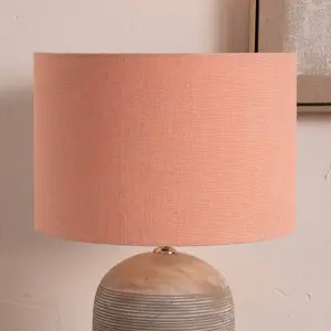 35cm Coral Linen Drum Table Lampshade Modern Cylinder Lamp Shade