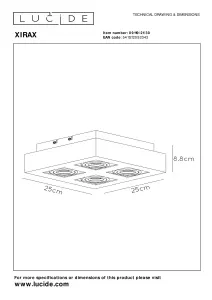 Lucide Xirax Modern Ceiling Spotlight - LED Dim to warm - GU10 - 4x5W 2200K/3000K - Black