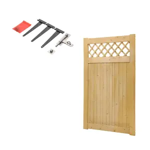 Rhombus Garden Wood Gate with Latch and Hardware Kit, 150 cm x 90 cm