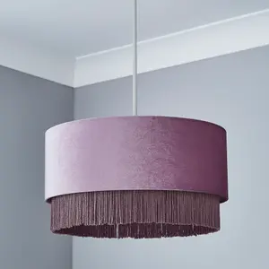 Litecraft Tess Fringed Lilac Lamp Shade