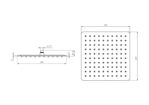 KeenFix 250mm Stainless Steel Matt Black Square Shower Head