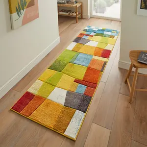 Multi Geometric Easy to Clean Modern Rug For Dining Room-200cm X 290cm