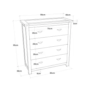 Padua 4 Drawer Chest of Drawers Brass Cup Handle