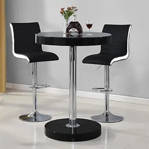 Furniture In Fashion Havana Bar Table In Black With 2 Ritz Black And White Bar Stools