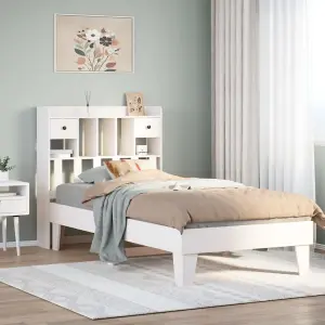 Berkfield Bed Frame without Mattress White 90x190 cm Single Solid Wood Pine