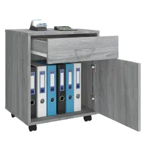 Berkfield Rolling Cabinet Grey Sonoma 45x38x54 cm Engineered Wood