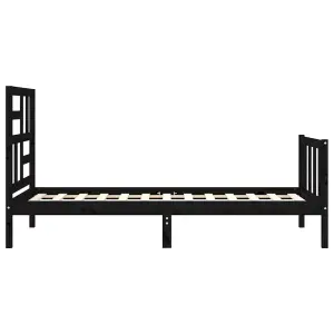 Berkfield Bed Frame with Headboard Black Single Solid Wood