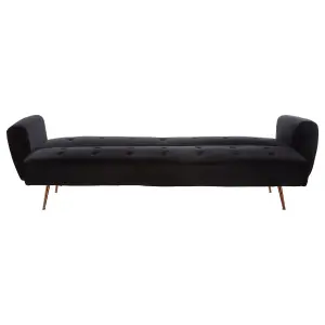 Interiors By Premier Velvet Upholstered Black Velvet Sofa Bed, Elegant Seater Sofa Bed For Bedroom, Contemporary Sofa Bed