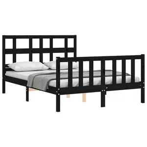 Berkfield Bed Frame with Headboard Black 140x190 cm Solid Wood