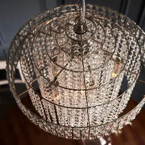 Luminosa Aversa Pendant Ceiling Light Bright Nickel Plate, Clear Crystal Glass