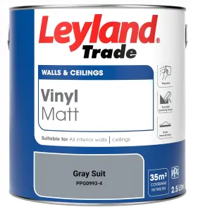 Leyland Trade Vinyl Matt Walls & Ceilings Emulsion Paint Gray Suit (PPG0993-4) 2.5L