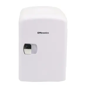 EMtronics 4L Compact Mini Cooler Fridge with 12V Adapter - White