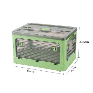 Green Folding Stackable Wardrobe Storage Bin Double Door Collapsible Storage Box Cupboard Tabletop Organizer 68L