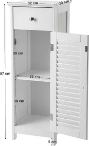 VASAGLE Wooden Bathroom Floor Cabinet Storage Organizer Set Free Standing Corner Unit with 1 drawer and 1 Cupboard Shutter Door