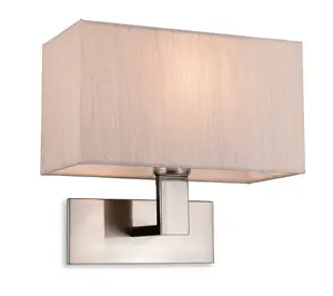 Luminosa Raffles Wall Lamp Brushed Steel with Rectangle Oyster Shade