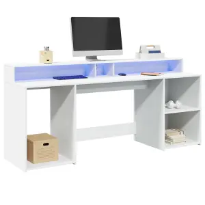 Berkfield Desk with LED Lights White 200x55x91 cm Engineered Wood