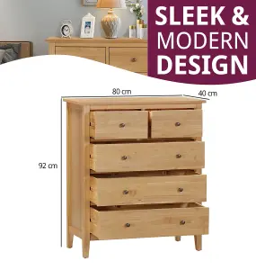 Hallowood Furniture Aston Oak 2 over 3 Chest of Drawers