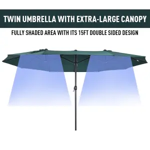 Outsunny 4.6M Garden Patio Umbrella Canopy Parasol Sun Shade w/o Base Green