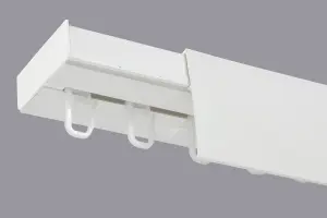 Single Curtain Ceiling Rail Track PCV 240 cm (L) HOOKS + WHITE COVER