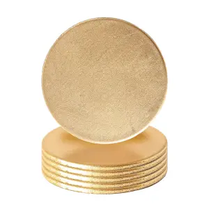 Metallic Coasters - Gold - 10cm - Pack of 6 - Table Non-Slip Drink Mats by Harbour Housewares