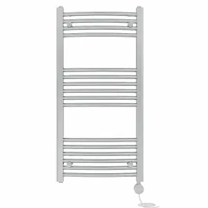 Right Radiators Prefilled Thermostatic Electric Heated Towel Rail Curved Ladder Warmer Rads - Chrome 1000x500 mm