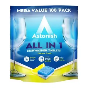 Astonish All in 1 Dishwasher Tablets Lemon Scent, 100 Tablets (Pack of 12)