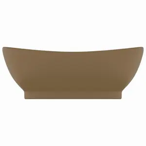 Belfry Bathroom Pearlene 390mm W Ceramic Oval Sink with Overflow Cream