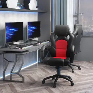 Vinsetto Racing Gaming Chair Swivel Home Office Gamer Chair with Wheels Red