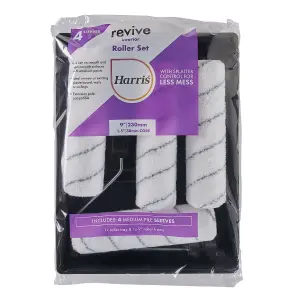 Harris Revive Polyester 9" Medium pile Roller set, 6 pieces