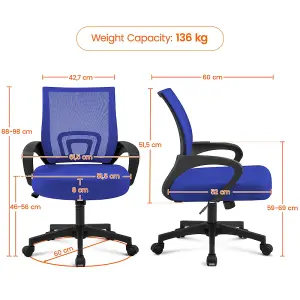 Yaheetech Ergonomic Mesh Office Chair with Lumbar Support - Blue