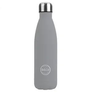 B&Co 500ml Bottle Flask Rubberised Finish Grey