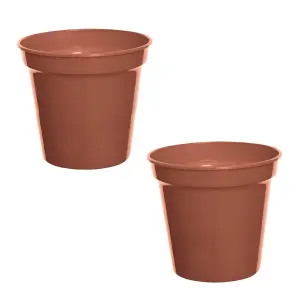 2x Large Plastic Plant Pot 17.8cm 7 Inch Cultivation Pot Terracotta Colour