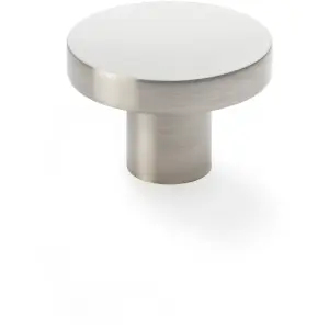 Slim Round Door Knob - Satin Nickel 38mm Modern Cupboard Cabinet Pull Handle