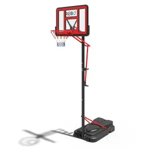 Rebo Freestanding Portable Basketball Hoop with Stand - Adjustable Height (230cm - 305cm) - Large