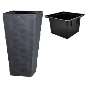 Square Tall Plant Pot Elegant Large Flower Indoor Outdoor Garden Planters Diva Anthracite Large