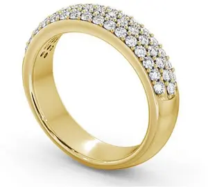 Pave Half Eternity Diamond Ring 18K Yellow Gold - Deveral