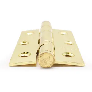 EAI Brass Stainless Ball Bearing Hinges Grade 7 - 76x50x2mm - Square Corners - PVD Brass - Pair Including Screws