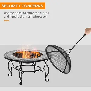 3-in-1 Outdoor Pit, BBQ Grill & Table - Mosaic Bowl