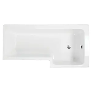 Lazaro Right Hand White Acrylic L-Shaped Shower Bath (L)1700mm (W)820mm