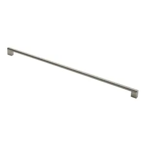 Round Bar Pull Handle 648 x 14mm 608mm Fixing Centres Satin Nickel & Steel