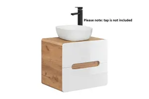 Bathroom Vanity Unit Countertop Sink 600 Wall Cabinet White Gloss Oak Arub