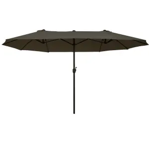 Outsunny Sun Umbrella Canopy Double-sided Crank Shade Shelter 4.6M Grey