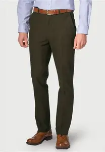 Men's Regular Fit Kerswell Olive Cotton Moleskin Trouser | Brook Taverner